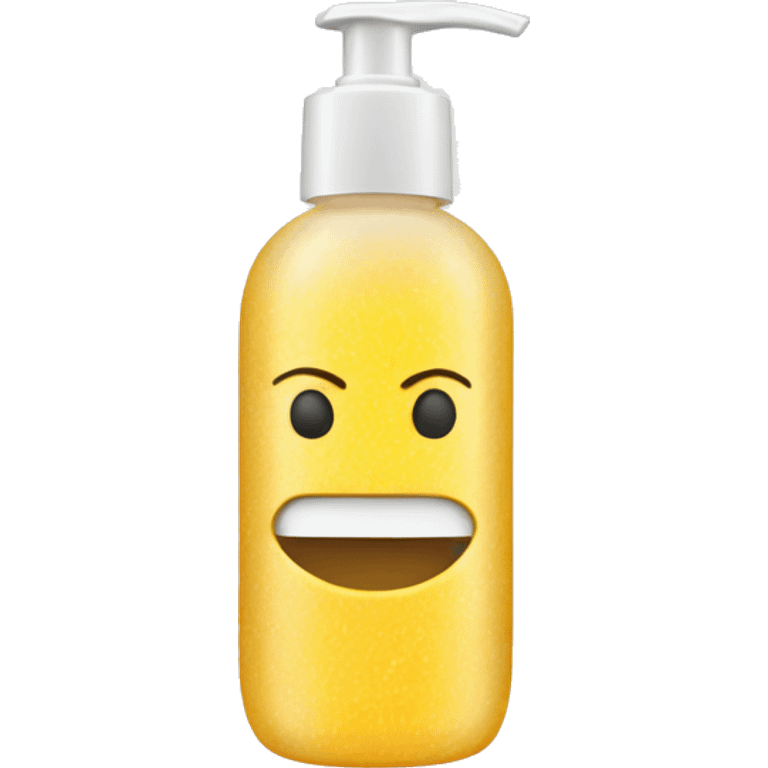 facial scrub bottle with label emoji