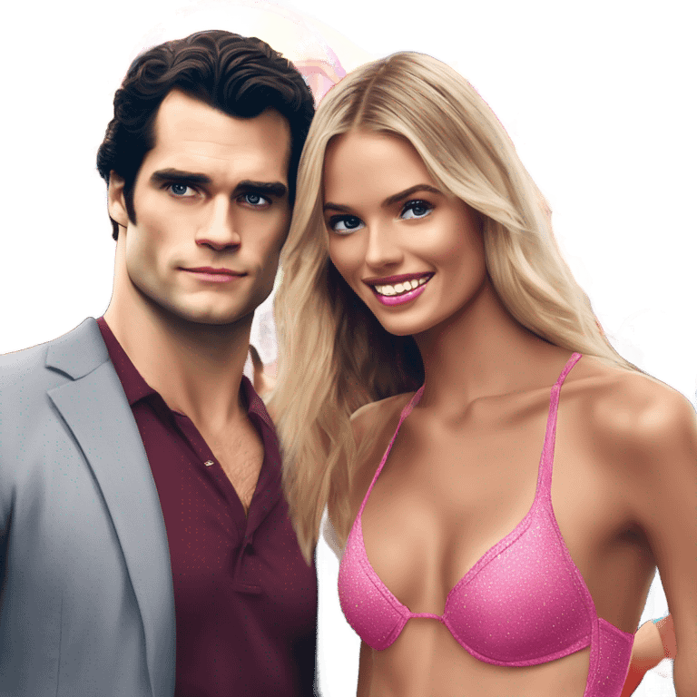 realistic photo of Henry Cavill with a beautiful  victoria secret model at the fairground  emoji