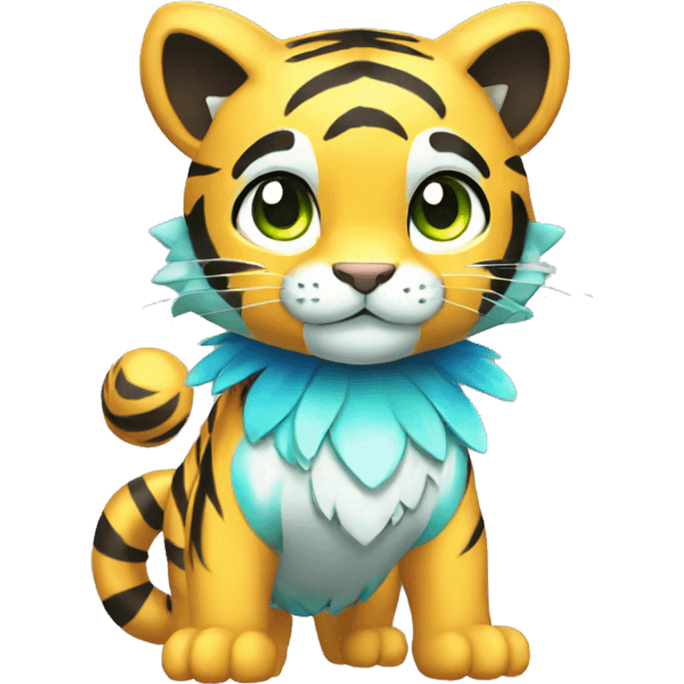 Colorful Shiny Kawaii Cute Tiger-Fakémon-Pokémon full body emoji