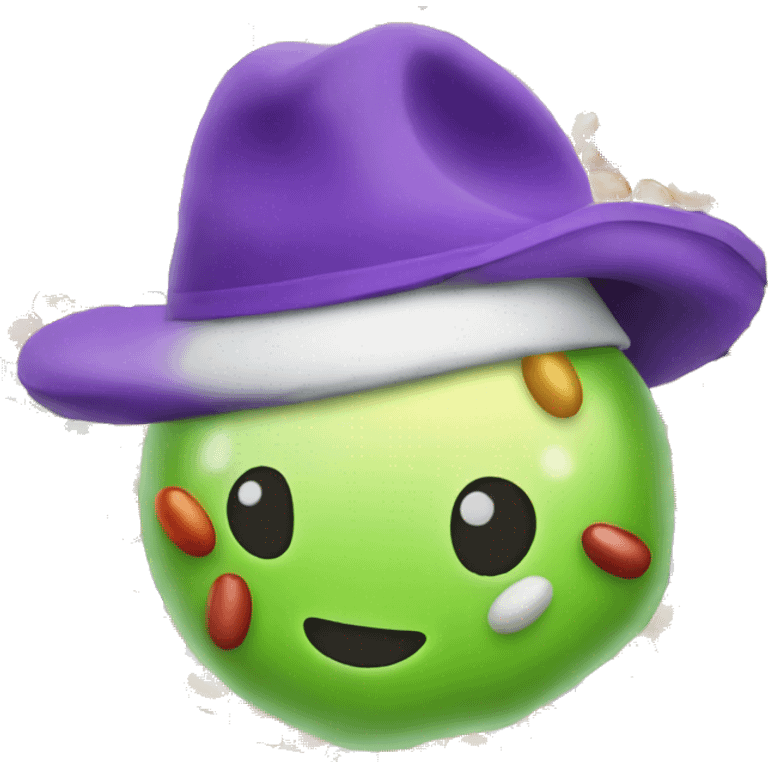 Jelly bean with hat emoji