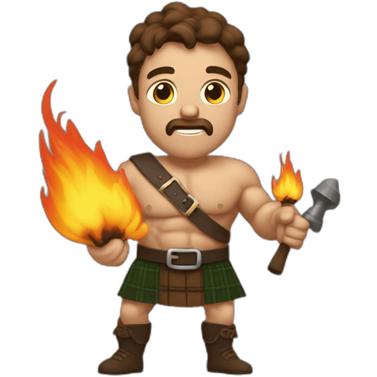 monty starting a fire wearing a kilt flexed muscle bicepbrown haired emoji