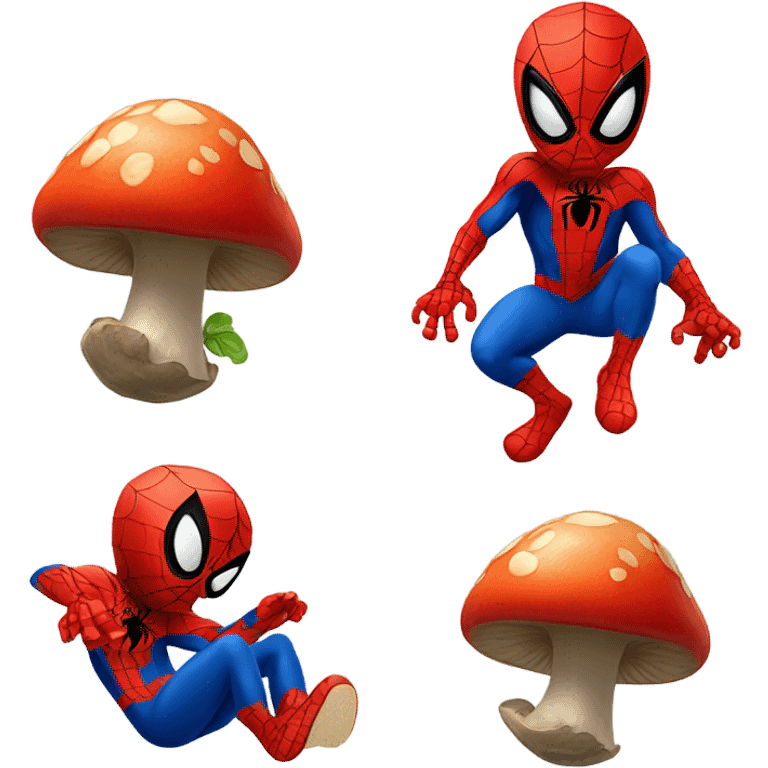 Spider-Man with mushroom on his leg emoji