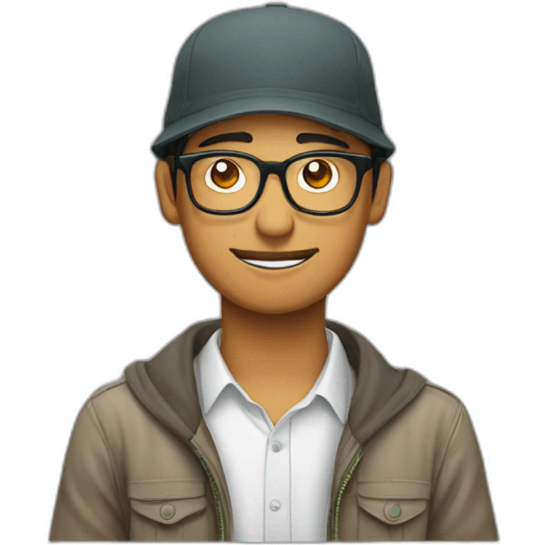 a nepali man with glasses on and dhaka topi in his head emoji