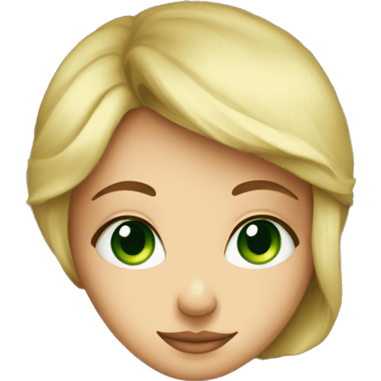 Cute blonde girl with green eyes being cozy on pillow emoji