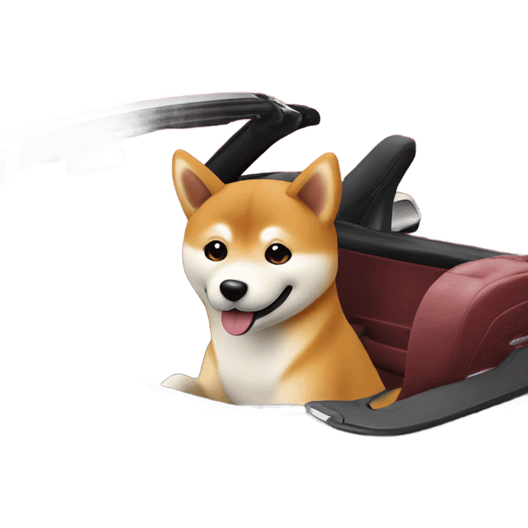 Shiba Inu driving Corvette convertible drinking Coors emoji