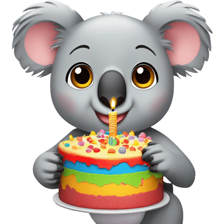 Koala eating birthday cake emoji