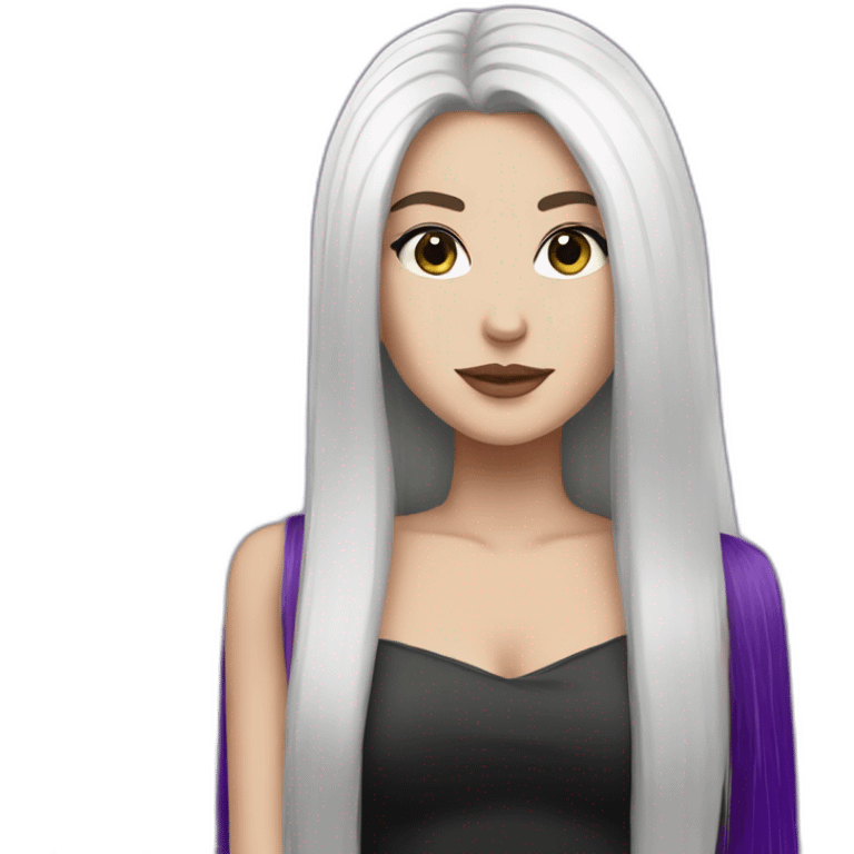 White girl with long straight black hair and purple streak hair Raven Queen emoji