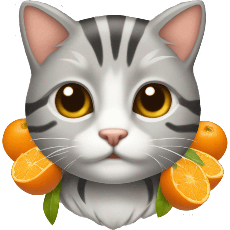 Gatito con rayas plomas y naranjas y negras emoji