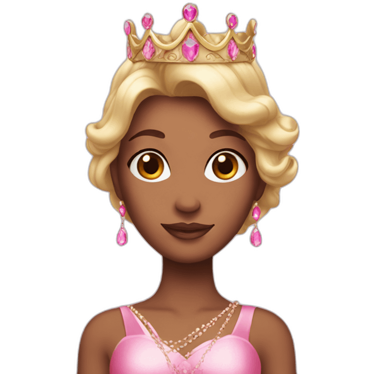 princess with crown and pink princess dress showing pink nails emoji