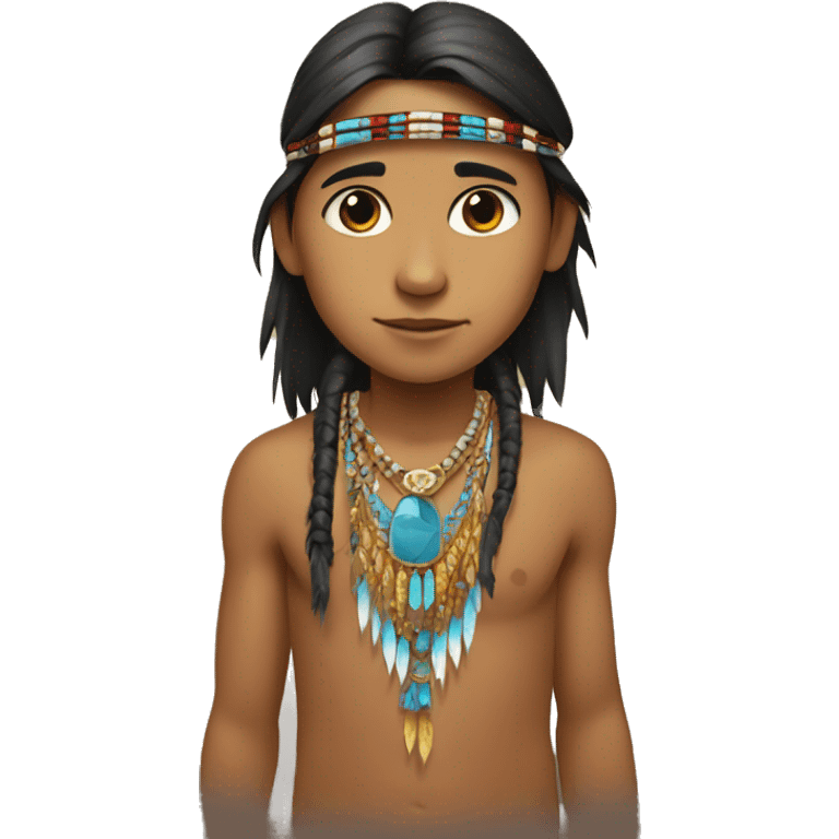   Native American boy with dog and jewelry emoji