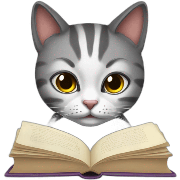 cat read book emoji