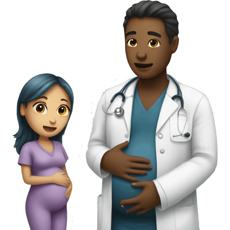 pregnant girl talking to doctor emoji