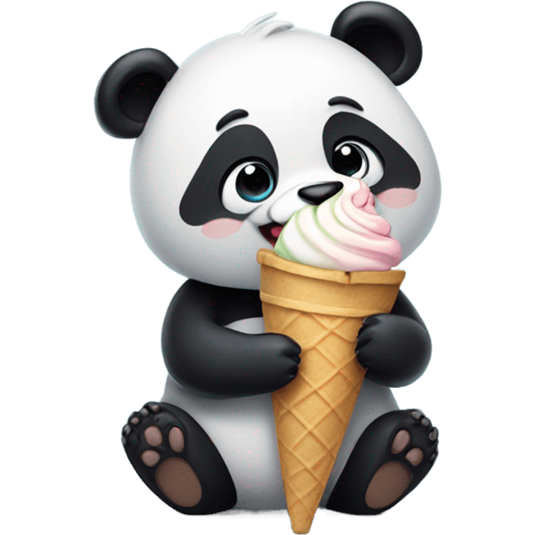 Panda eating ice cream emoji