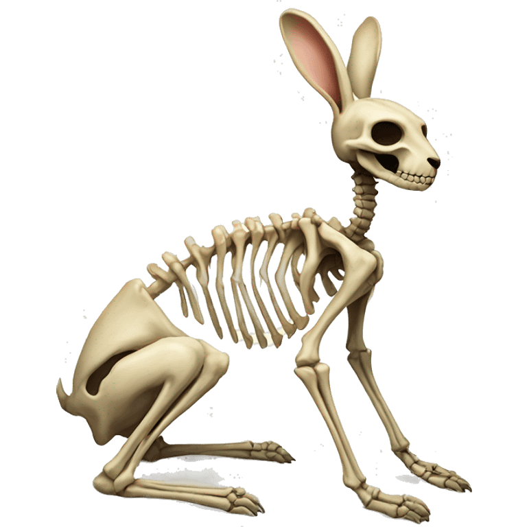 A full-length rabbit skeleton with crosses over its eyes emoji