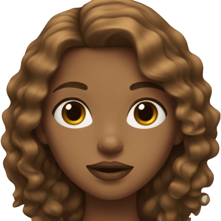 Girl with wavy brown hair and full lips emoji