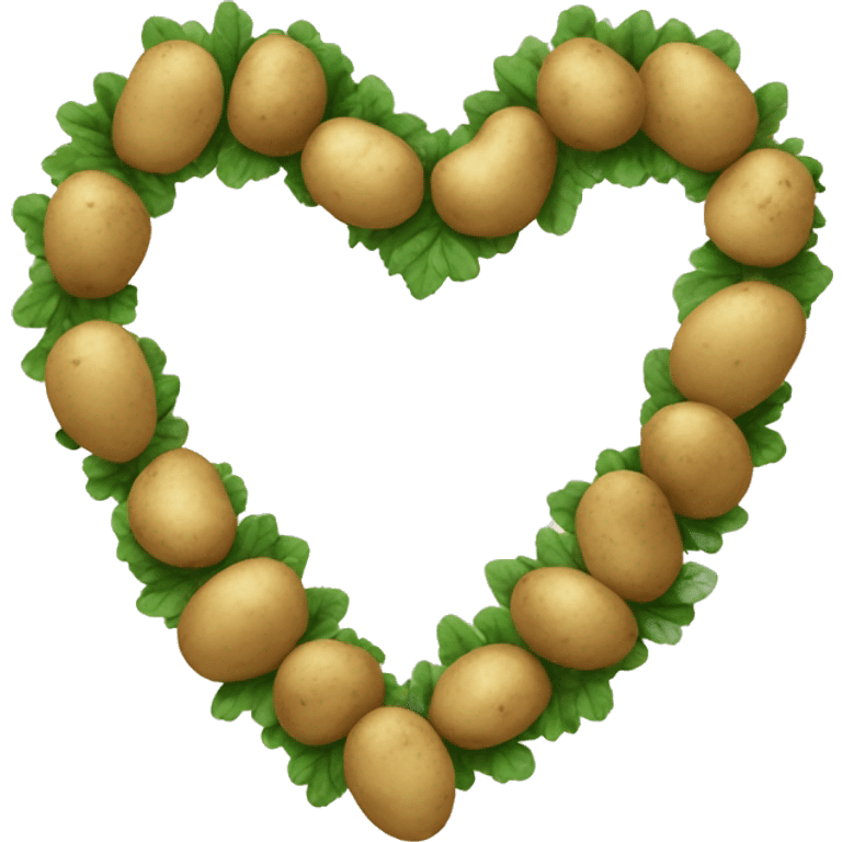 beige heart adorned with potatoes garland emoji