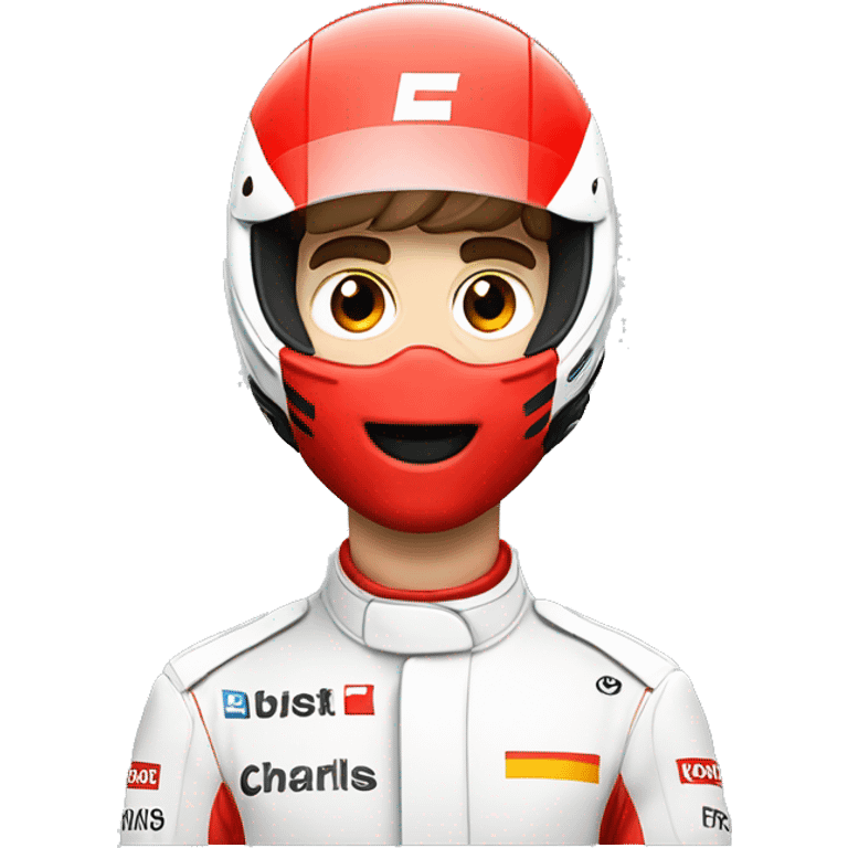 F1 car with an red helmet inspired by charles leclerc emoji