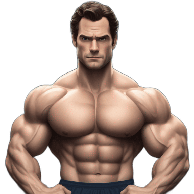 Henry Cavil in the gym sweating and flexing  emoji