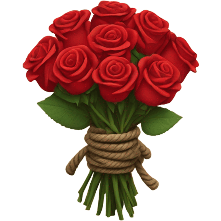 Bouquet red roses binded with rope emoji