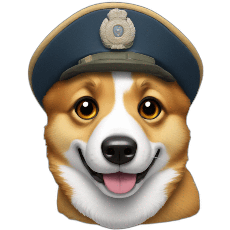 corgi wearing a ushanka hat like a soldier emoji