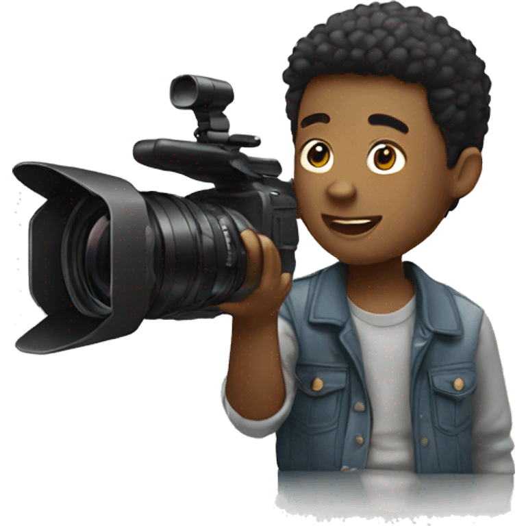 Boy shooting videos with iphone emoji