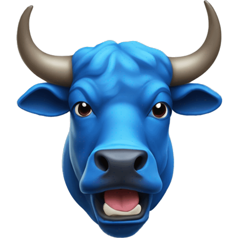 blue bull head with sticking out tongue emoji