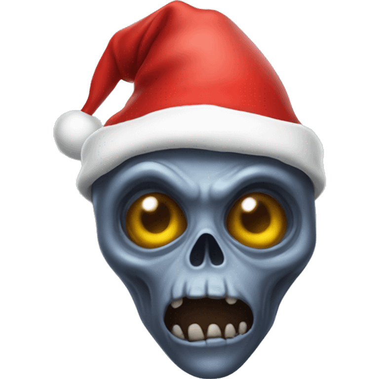 Dead alien in a Santa hat emoji