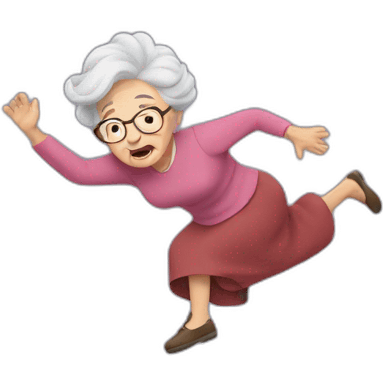 Granny falling  emoji