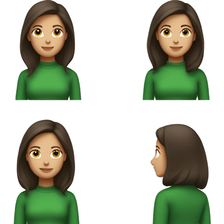 Brunette girl with green turtleneck shirt  emoji