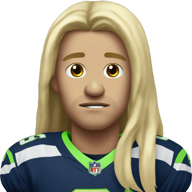 white seahawks fan with long blonde hair crying tears of sadness with a jersy that has the number 7 emoji