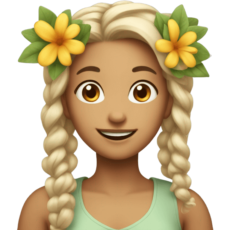 happy girl with flower hair  emoji