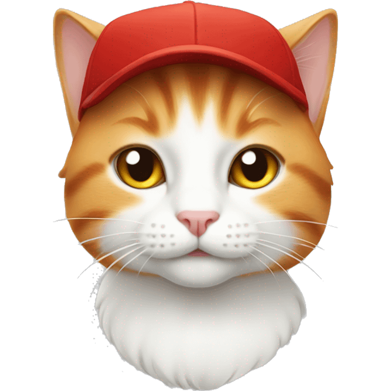 ginger white cat with red cap emoji