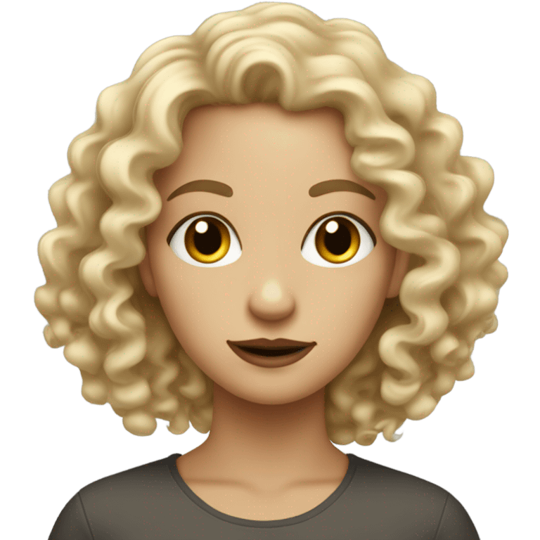 dirty blonde girl who does grpahic design and has very curly hair  emoji