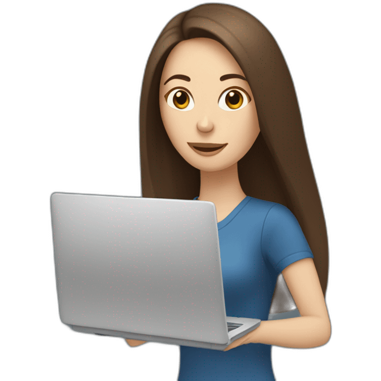 woman with long straight brown hair and pale skin throws laptop and a coffee mug in the air emoji