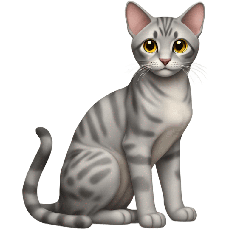 Serengeti cat sitting light grey full body emoji