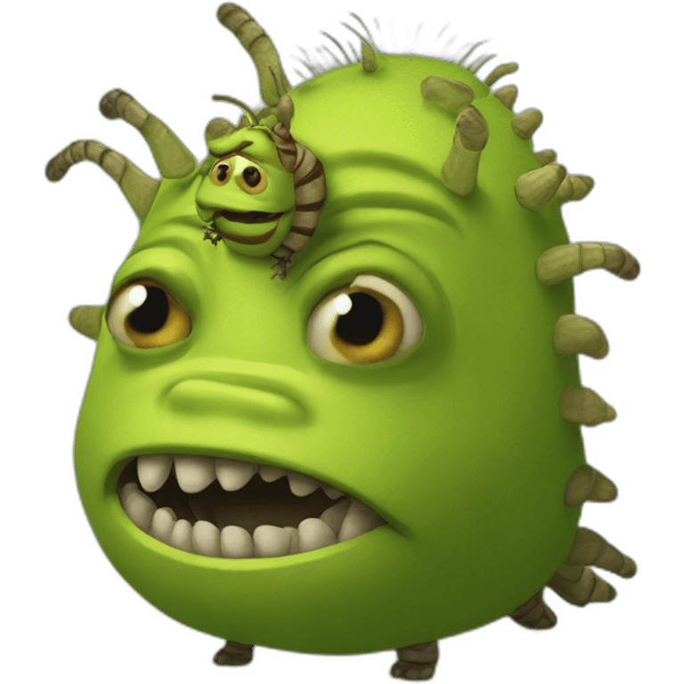 Shrek but his body is replaced by a millipede's emoji