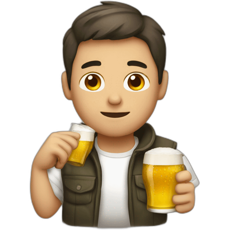 Yong guy drinking beer emoji