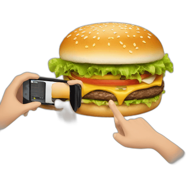 taking a picture of a burger emoji