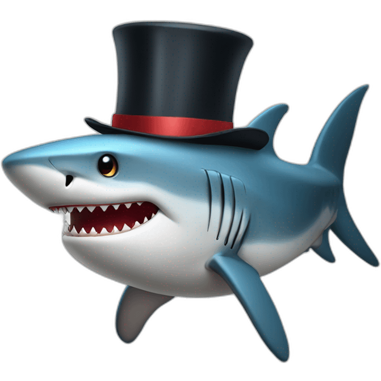 Shark with a top hat emoji