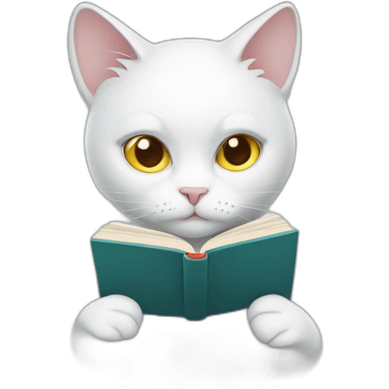 White cat who is Reading a book emoji