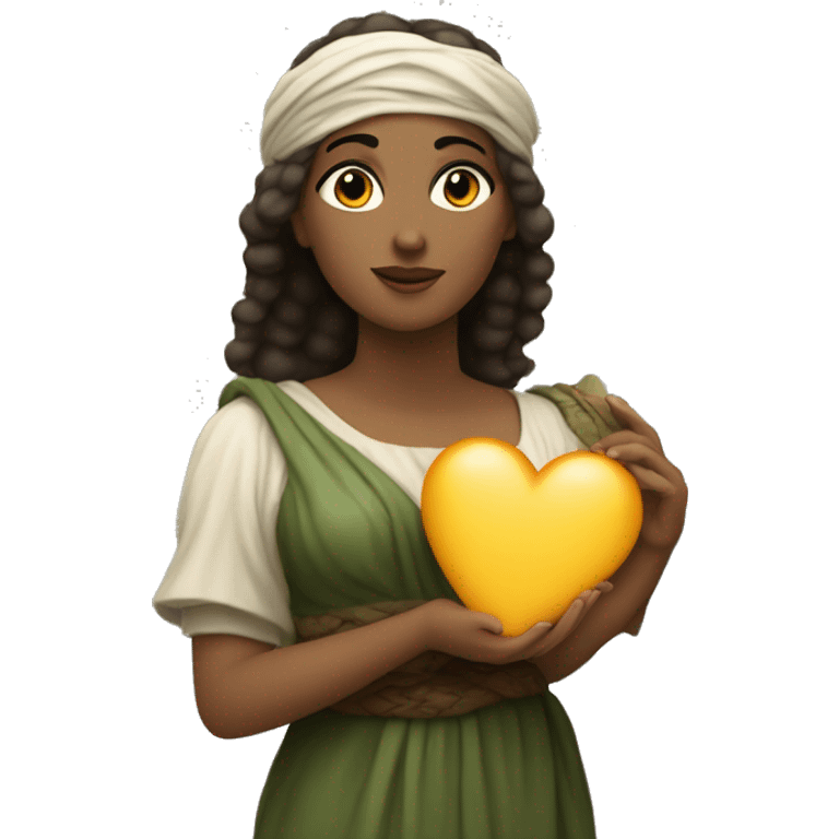 Sappho Sappho holds a heart in her hand emoji