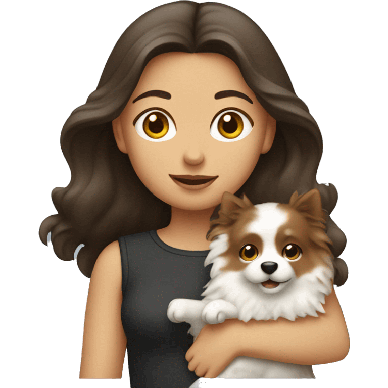 Brunette girl holding spitz emoji