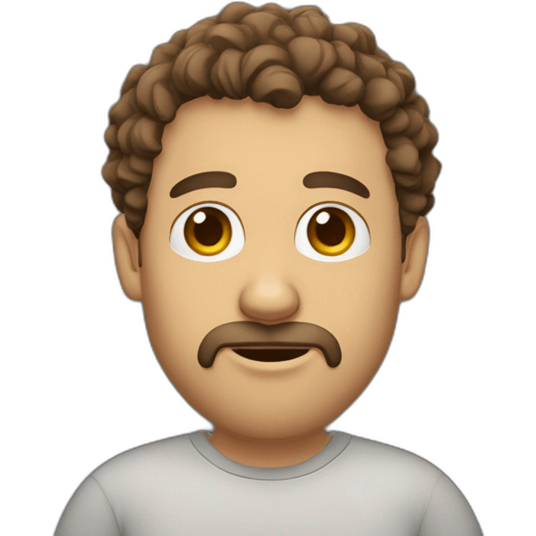 head and shoulder of teacher, short very curly brown hair, big broken nose, and goatee emoji