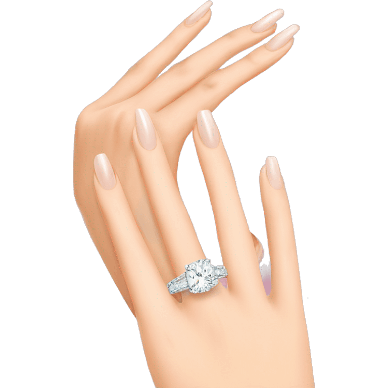 womans hand with a super expensive ring on the ring finger emoji