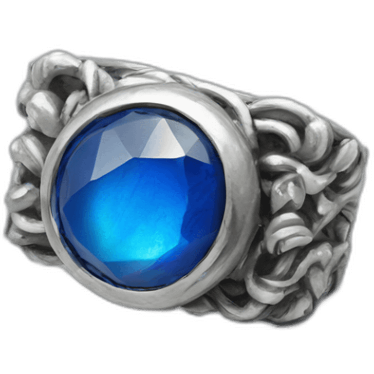 Silver ring with flat squared nonstransparent blue stone emoji