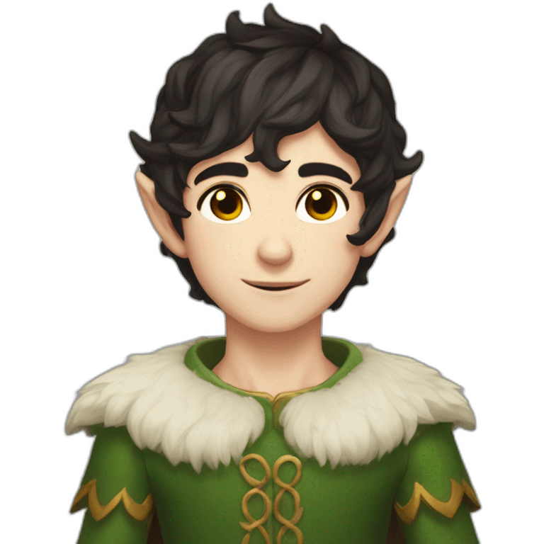 elf boy flower crown short dark hair dark eyes emoji