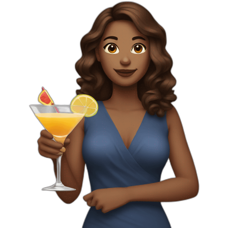 Woman brown hair with cocktail in her hands emoji