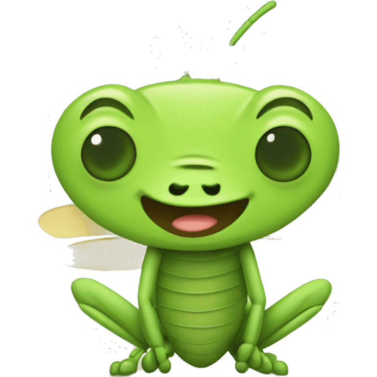 A cute animated grasshopper that is sleepy emoji