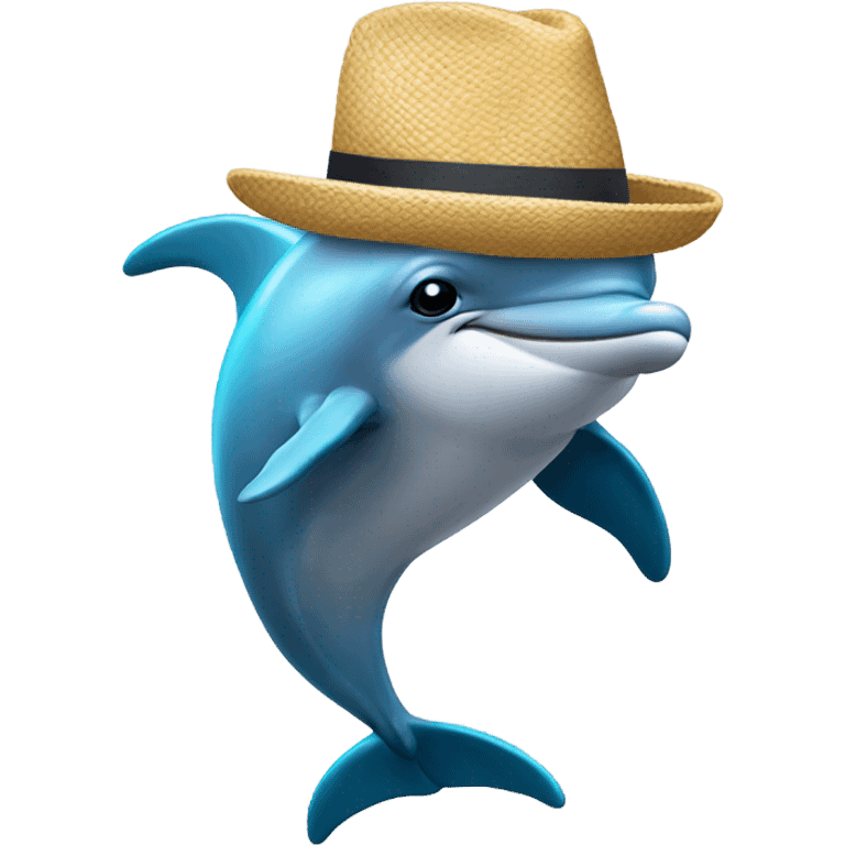 Dolphin with hat emoji