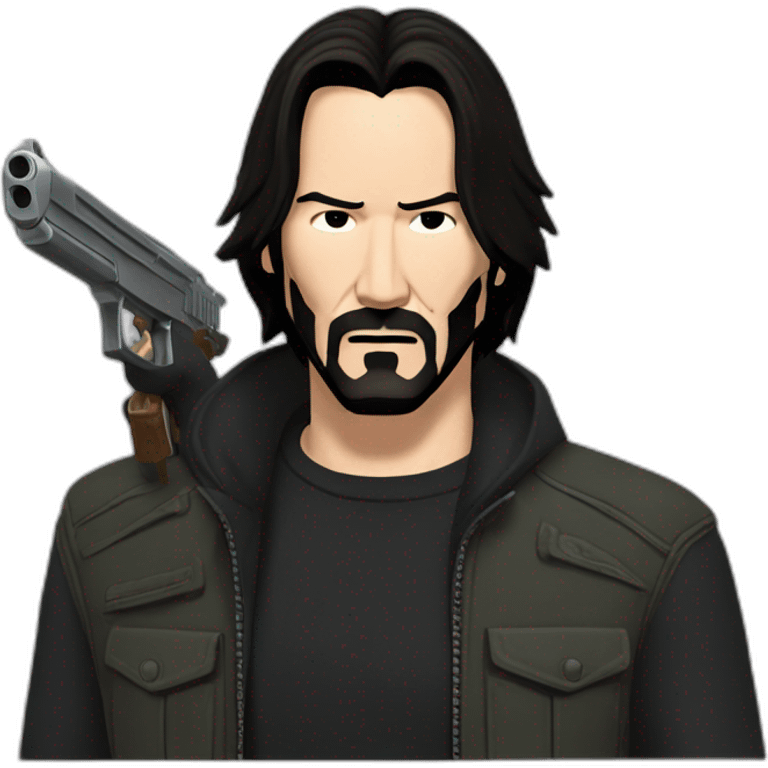 Keanu Reeves with a gun emoji